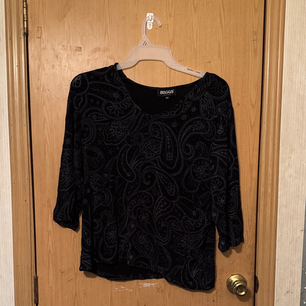 Briggs New York Black Paisley Blouse